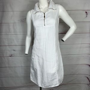 LUNGO L’ARNO sleeveless white linen dress